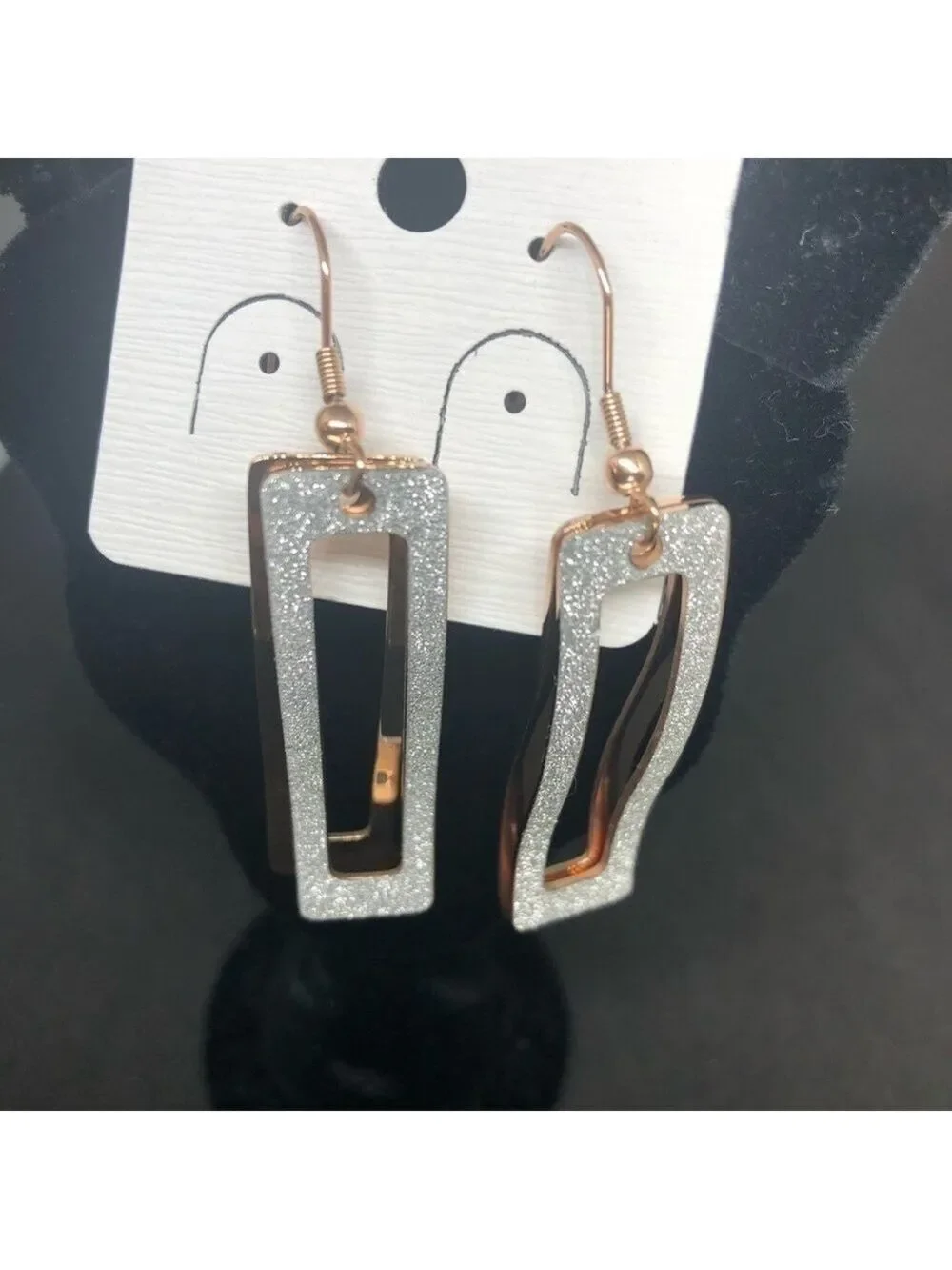 𝅺new-2 layers Silver Shimmery/Gold Dangler Earrings